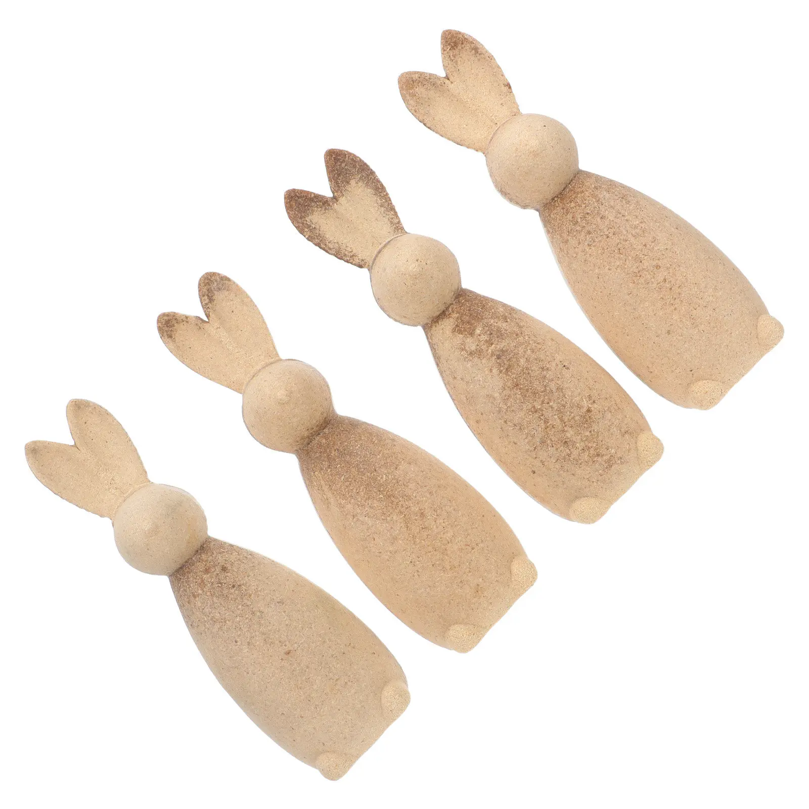 

Набор из 4 неокрашенных деревянных фигурок кроликов для раскрашивания, натуральное дерево, для самостоятельного изготовления пасхальных украшений, для семейного творчества и праздников