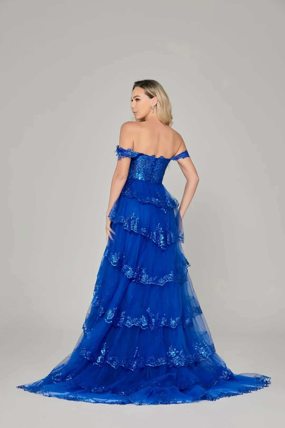 Annie Blue-Robe de Mariée Brodée à Paillettes pour Femme, Tenue de Bal en Tulle, Épaules Dénudées, Élégante, sur Mesure