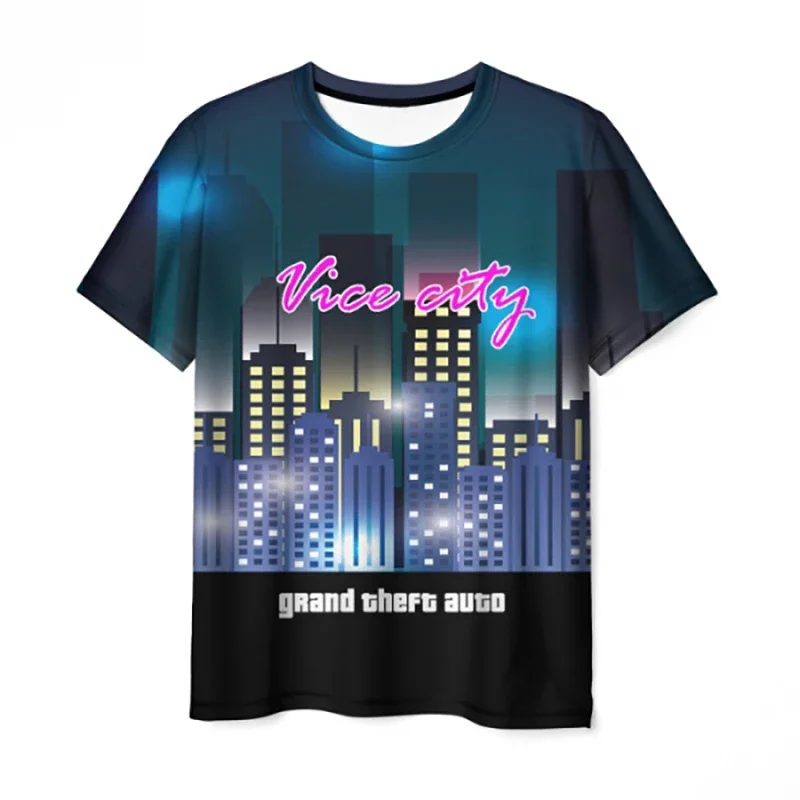 Game GTA T-Shirts Grand Theft Auto Vice City 3D Printed Men Women Fashion Oversized Short Sleeve T Shirt Kids Tees Tops Clothing