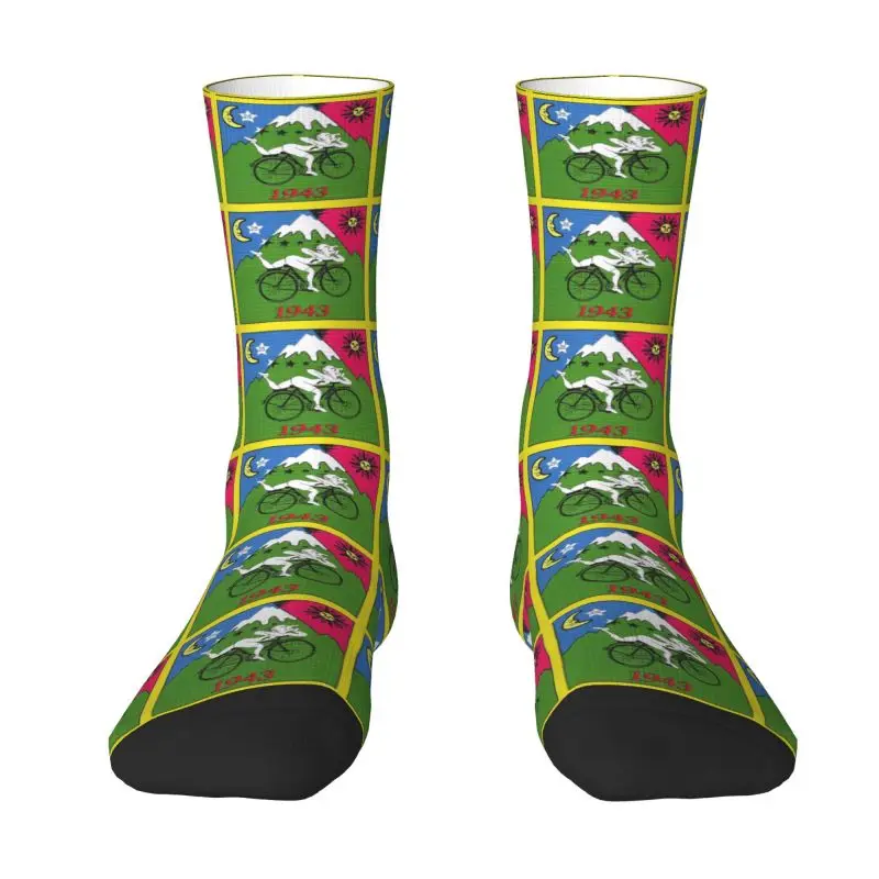 Albert Hoffman LSD Bicycle Day Dress Socks Mens Womens Warm Funny Novelty Acid Blotter Party Crew Socks