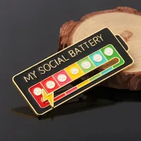 2024 New Mood Conversion Energy Brooch Slide My Social Battery Badge Facial Expression Badge Men Women Pins Brooches on Clothes