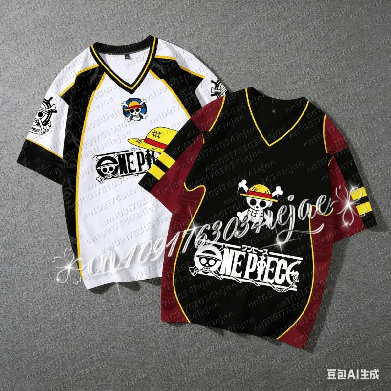 2026 One Piece Anime Luffy Zoro T-Shirt 3D Short-sleeved Football Men's Casual Cosplay Loose Kid Breathable Sports Jersey Gift