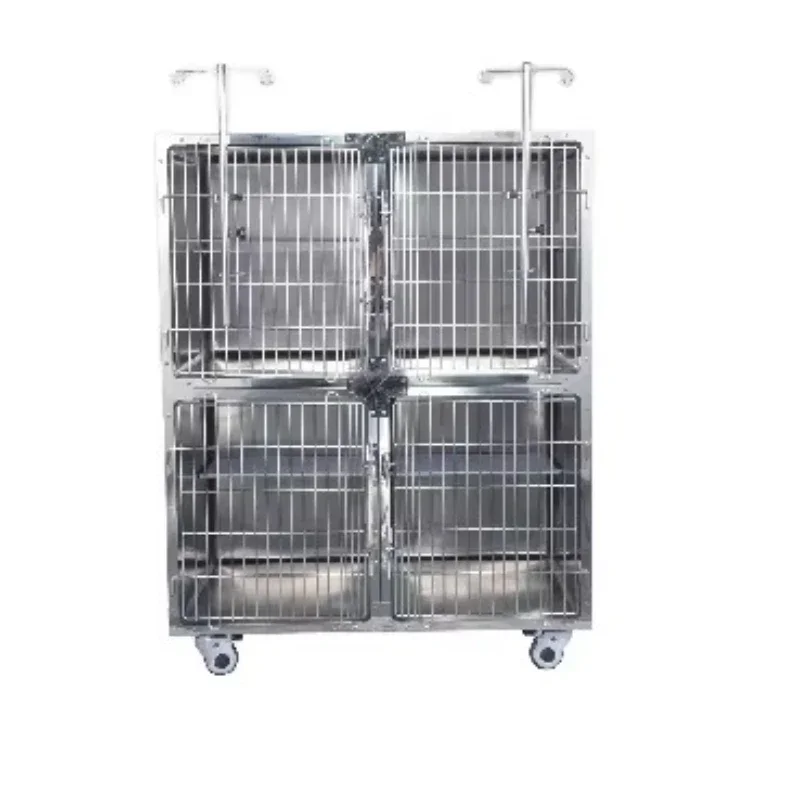 Factory Direct Sale Four-door High-quality Stainless Steel Cage Foster Dog Cage Assembled Pet Cage Designed For Pet Shop