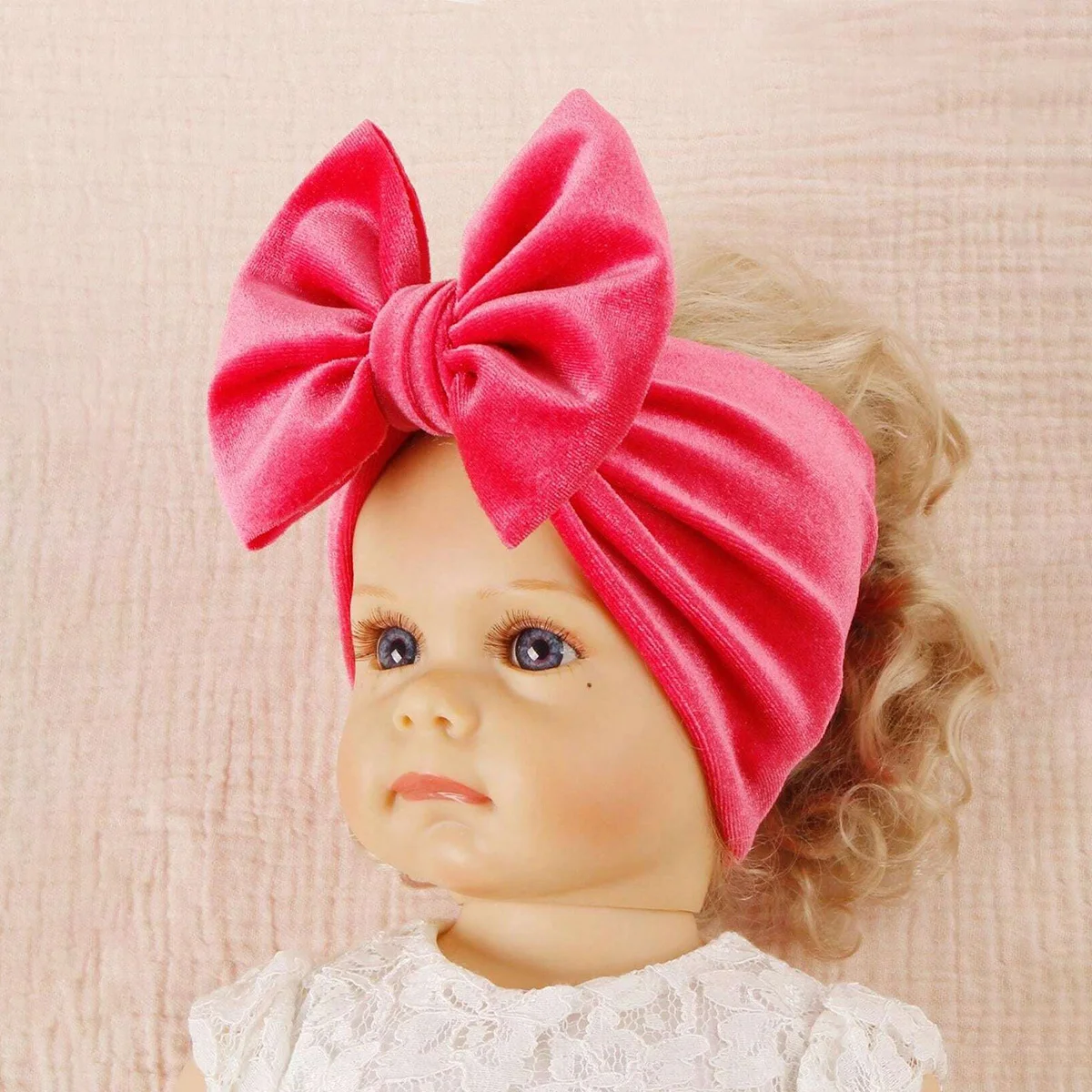 4pcs Autumn Winter Soft Wide Headband For Baby Kids Fashion Large Bow Velvet Hair Accessories Girls Photograph Decor Cute Turban
