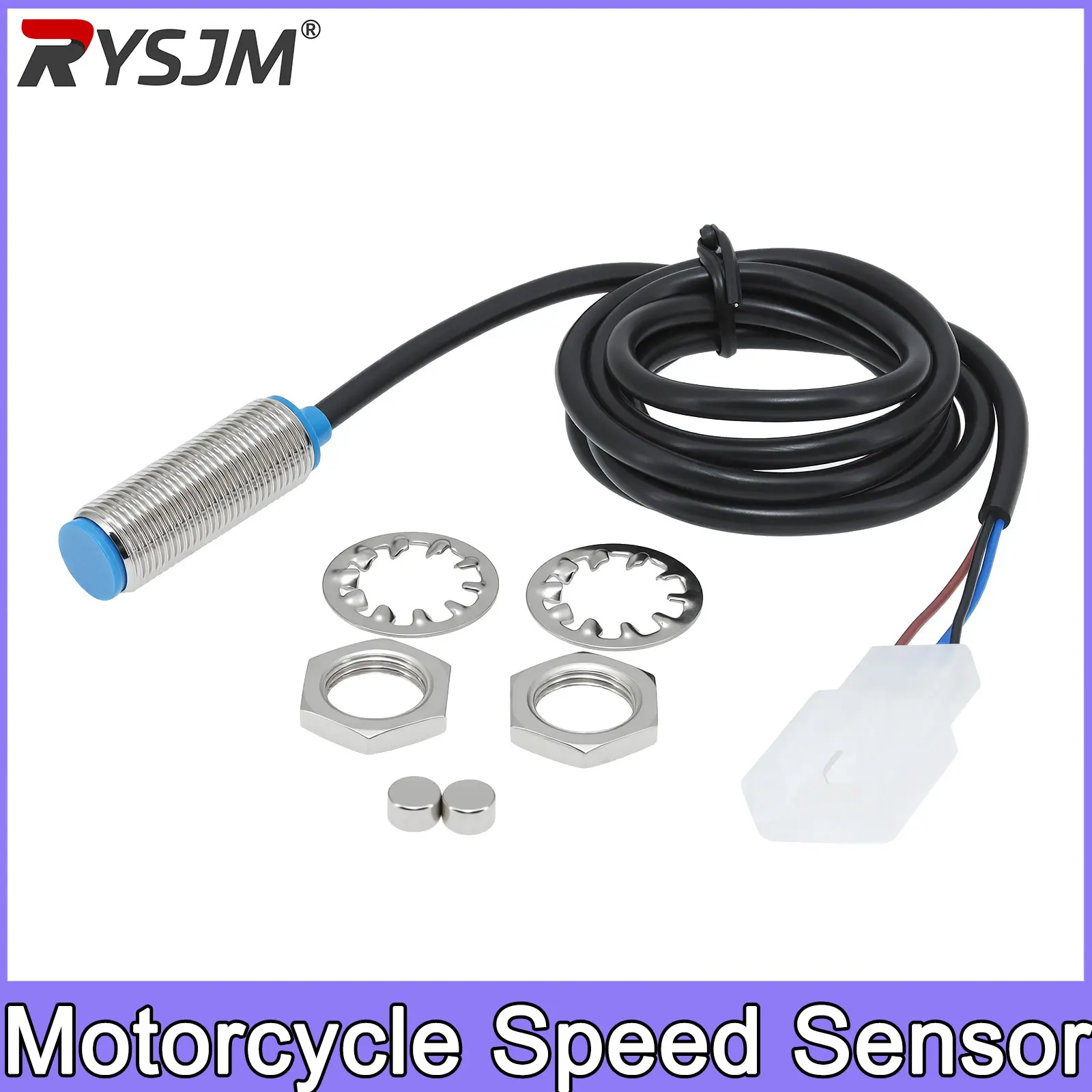 

1pc Sensor New Motorcycle Odometer Sensor Cable Scooter Digital Speedometer Magnetic Sensor Replacement Kit With 2 Magnets