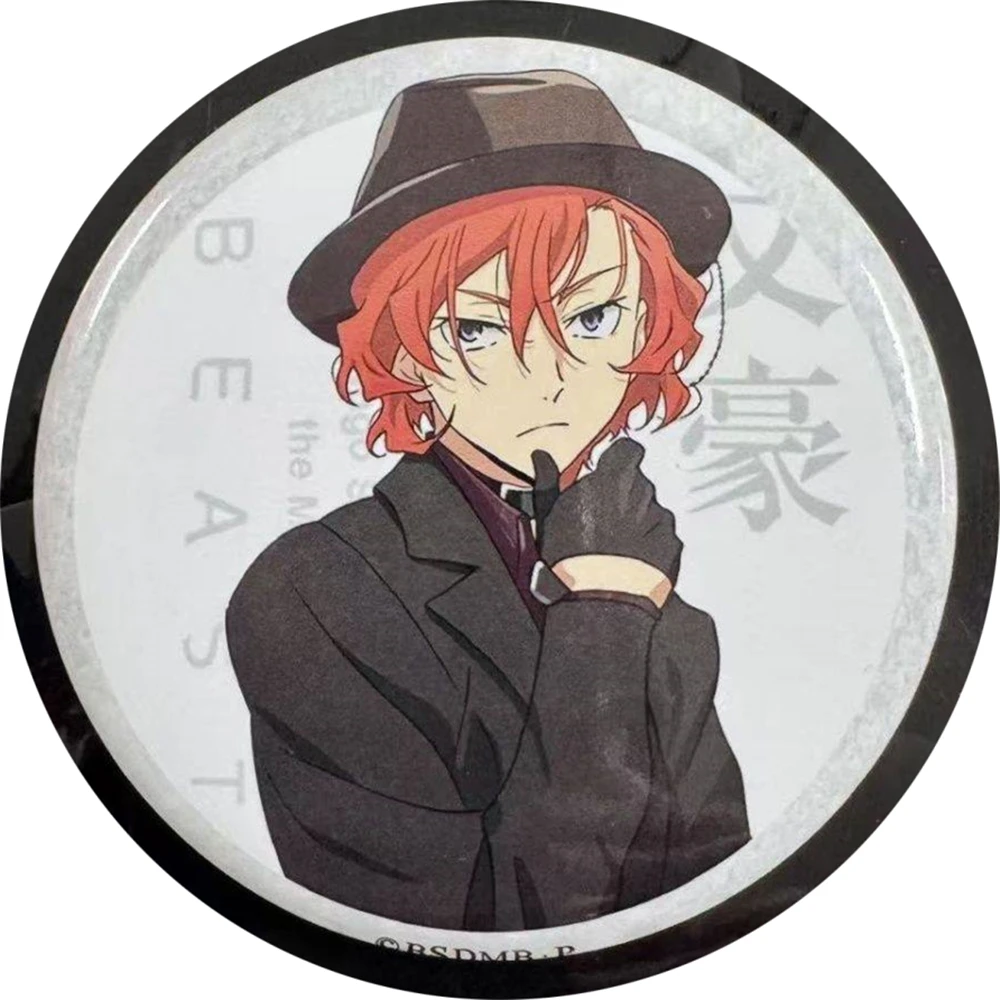 58mm Anime Dazai Osamu Nakajima Atsushi Izumi Kyouka Ryunosuke Akutagawa Cosplay COSTUME Badge Pin SPTE Tinplate Brooch﻿ Prop - view 2