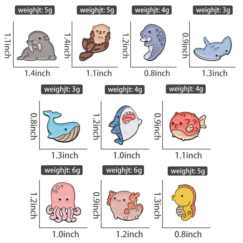 Śliczne małe morskie zwierzęta emaliowane przypinki Kawaii stworzeń morskich meduzy Mantaray rekin Axolotl broszka przypinka do klapy dla przyjaciół hurtowych