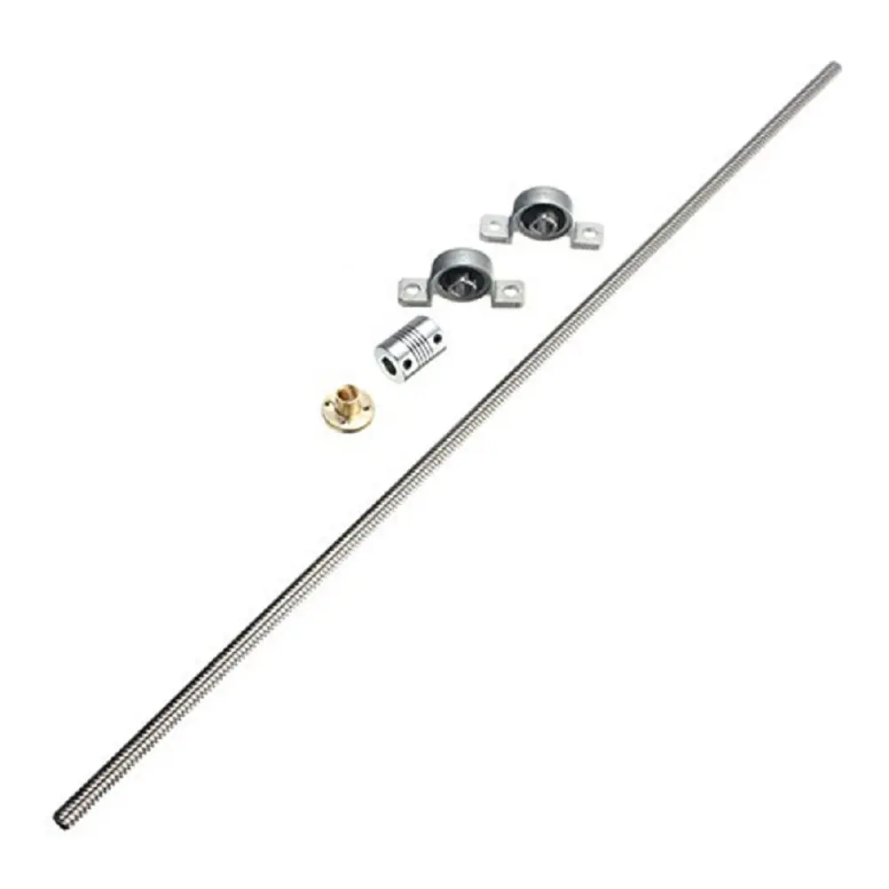 

Шарико-винтовая пара T8 из нержавеющей стали 500 мм для 3D-принтеров, высокопрочная, с гайками 8 мм и монтажным соединительным подшипником