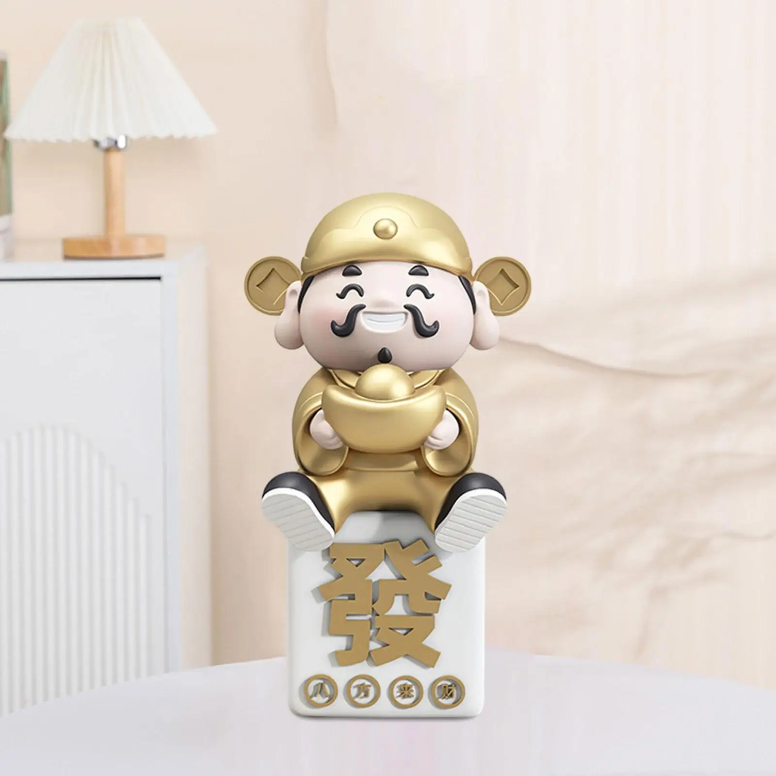 

God of Wealth Statue Crafts Chinese New Year Home Decor Desktop Ornament for Party Holiday Festival Entrance Housewarming