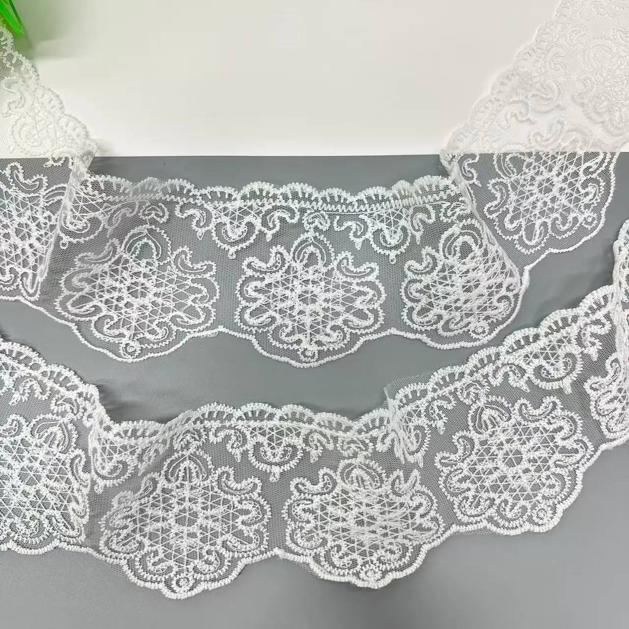 1 Yard Wide 9cm White Milk Silk Lace Mesh Embroidery Trim DIY Dress Sewing Accessories