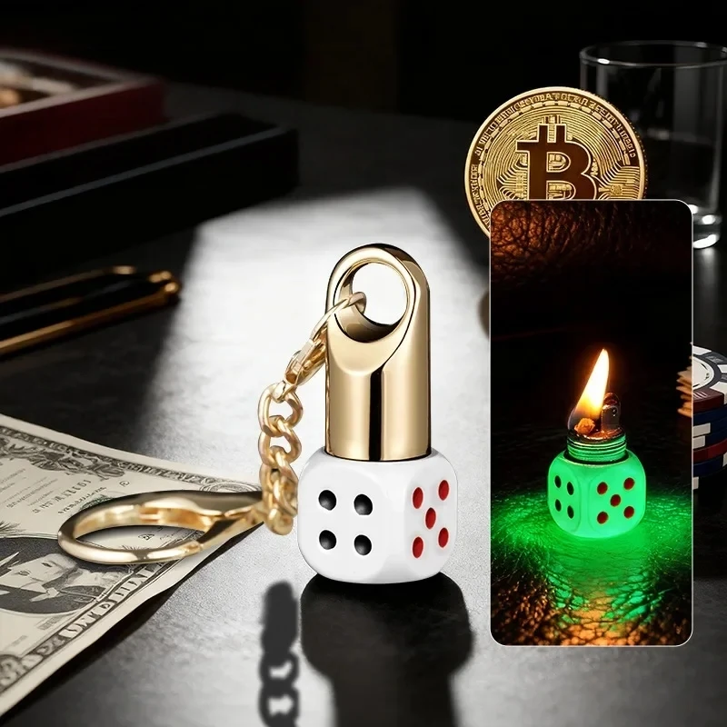 

New Mini Dice Lighter Retro Grinding Wheel Metal Lighter Cool and Exquisite Mini Keychain Lighter Outdoor Small Tool Gift