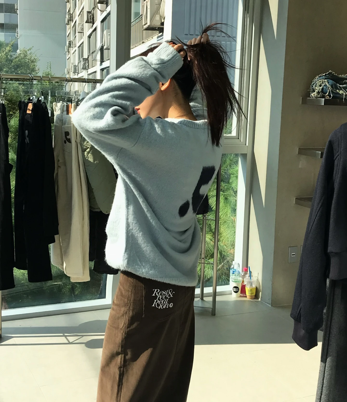 Street Sle-suéter de punto redondo Ne Long Sve para mujer, Top peludo con Bordado de letras, Top informal cómodo