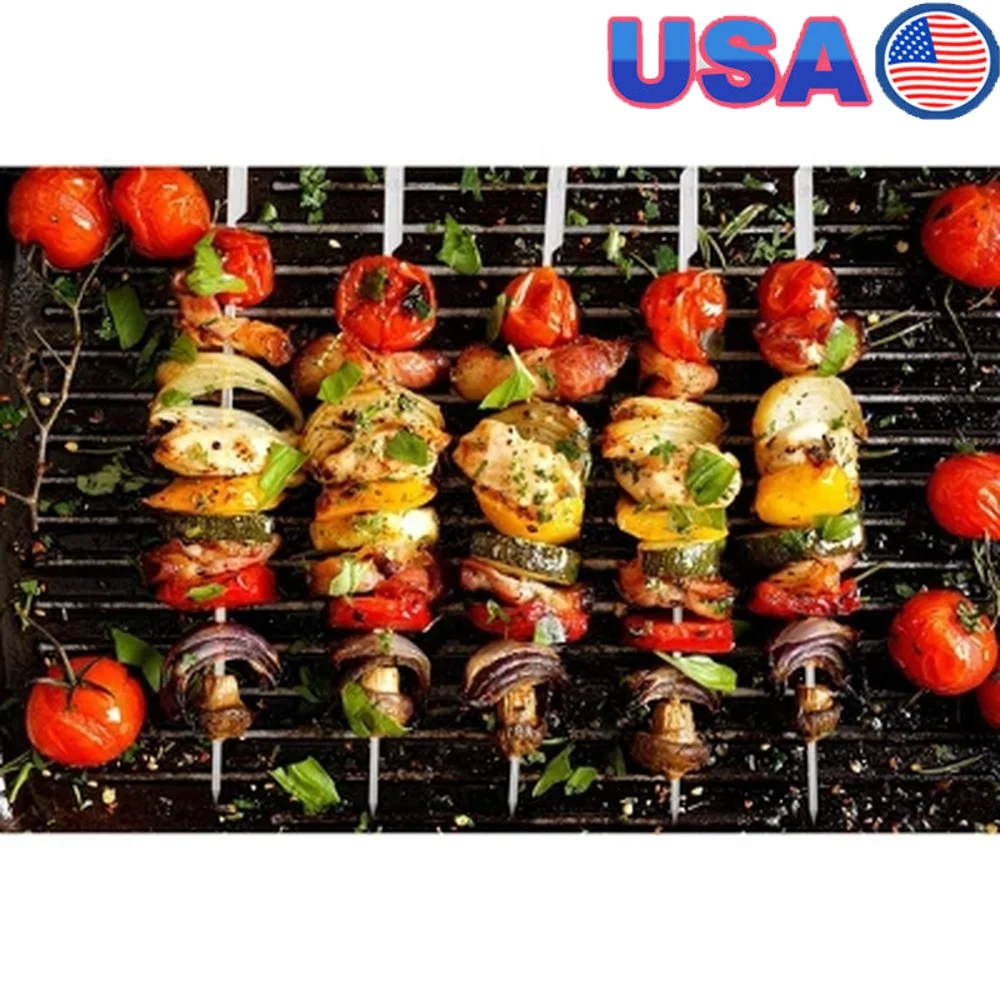 

Stainless Steel Skewers Set of 4 Paddle Handles with Canvas Bag Dishwasher Safe Perfect Meat Veggies Desserts Grilling BBQ