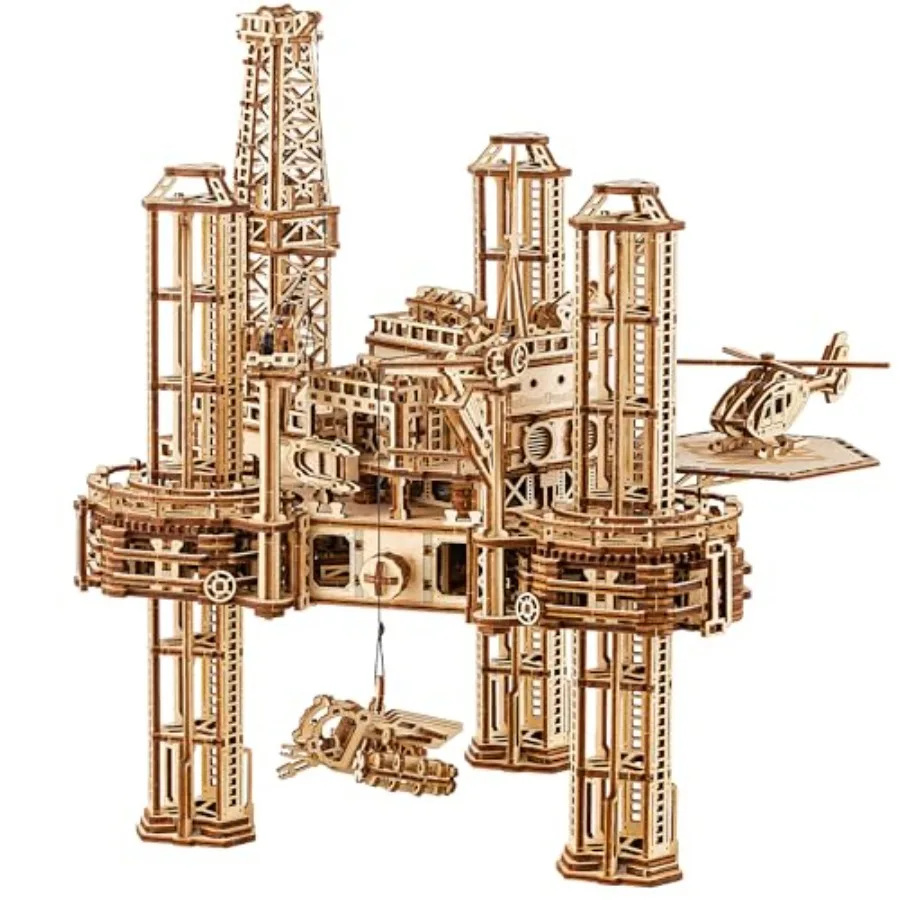 

Offshore Rig Platform Wooden 3D Puzzles for Adults and Kids to Build - Interactive Movable Platform - Wooden Models Engineering