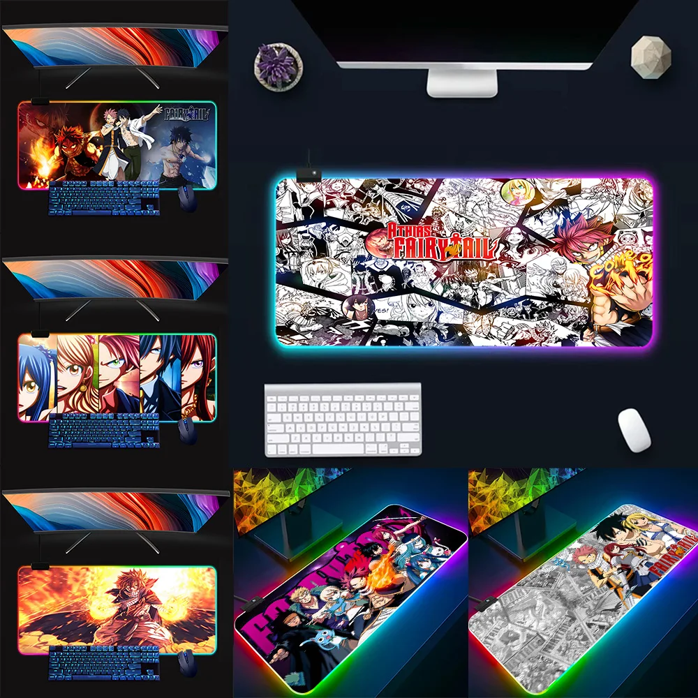 

Japan Anime Fairy Tail RGB Pc Gamer Keyboard Mouse Pad Mousepad LED Glowing Mouse Mats Rubber Gaming Computer Mausepad