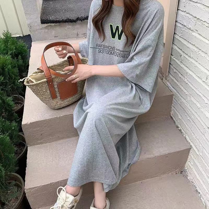 T-shirt ample ort Sve Dr coréen Sle Hong Kong Sle Design ouvert fendu vêtements d'extérieur été femmes Dr h-ape