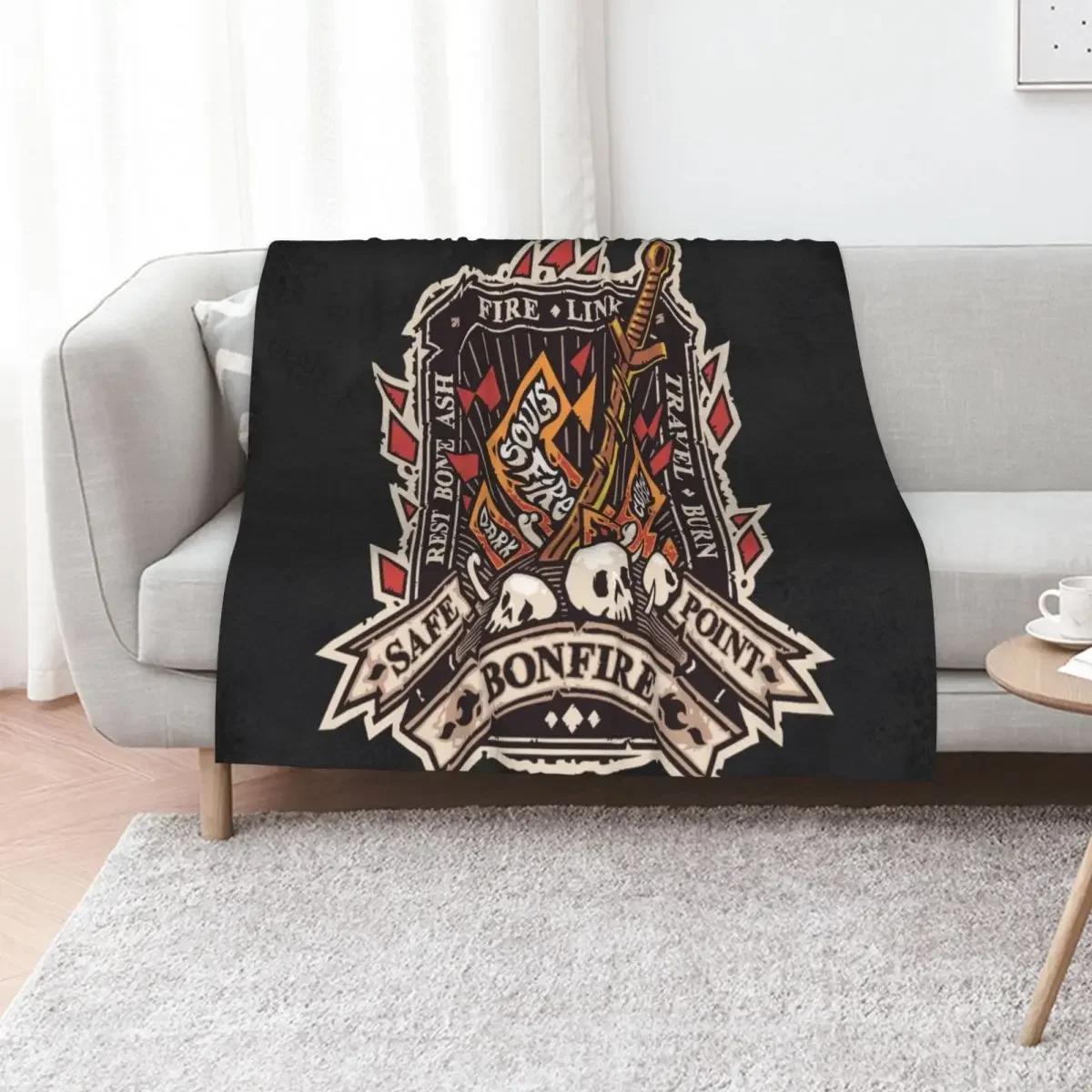 

Dark Bonfire Emblem with Curse Souls Color Throw Blanket Warm Plush Luxury Throw Weighted Blankets