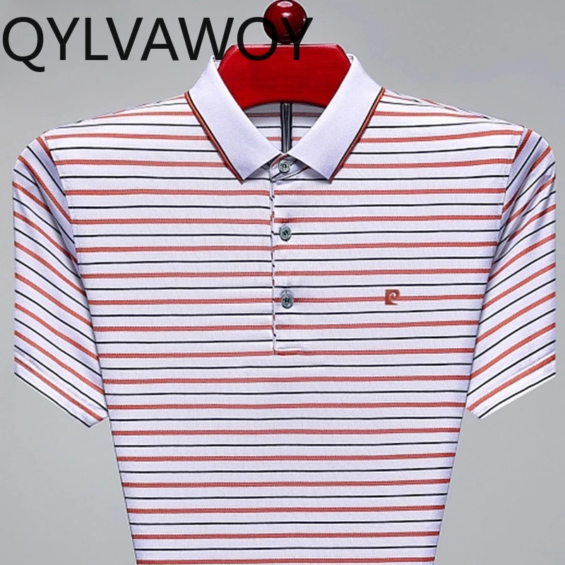 QYLVAWOY 100% Polyester Men's Summer New High-End Real Short-Sleeve T-Shirt Polo Shirt with Lapel חולצת פולו גברים LJ2113