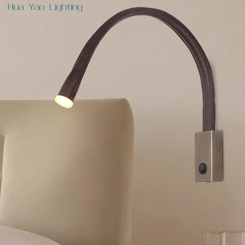 Contemporary Style Leather Wall Lamp Design For Headboard Hotel Room Model Room LED Reading Light Modern Minimalist Lighting