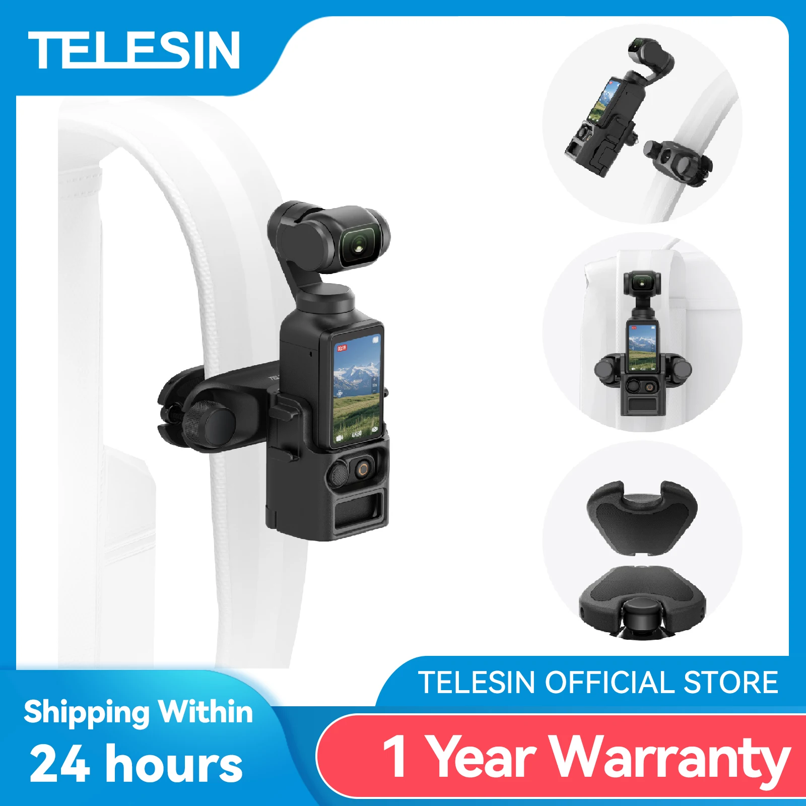 

TELESIN Quick Release Backpack Mount For DJI Pocket 3 Camera Accessories Backpack Strap Clip Mount Holder For Pocket 3