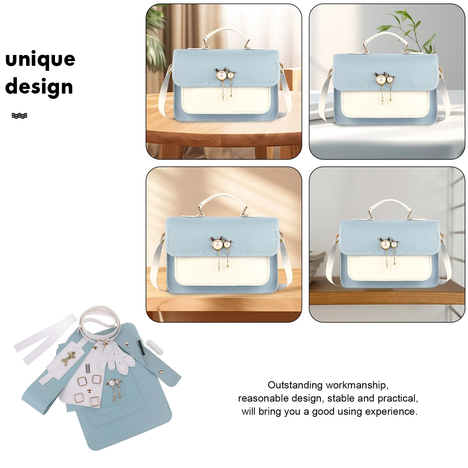 

1 set Diy Crossbody Kit Pu Handbag Accessories Sewing Set For Women Beginner Bag Material Gift Friends Family Large