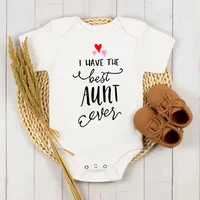 I Have the Best Aunt Ever Baby Boys Girls Clothing White Short Sleeve Cotton Bodysuit Triangle Romper Summer