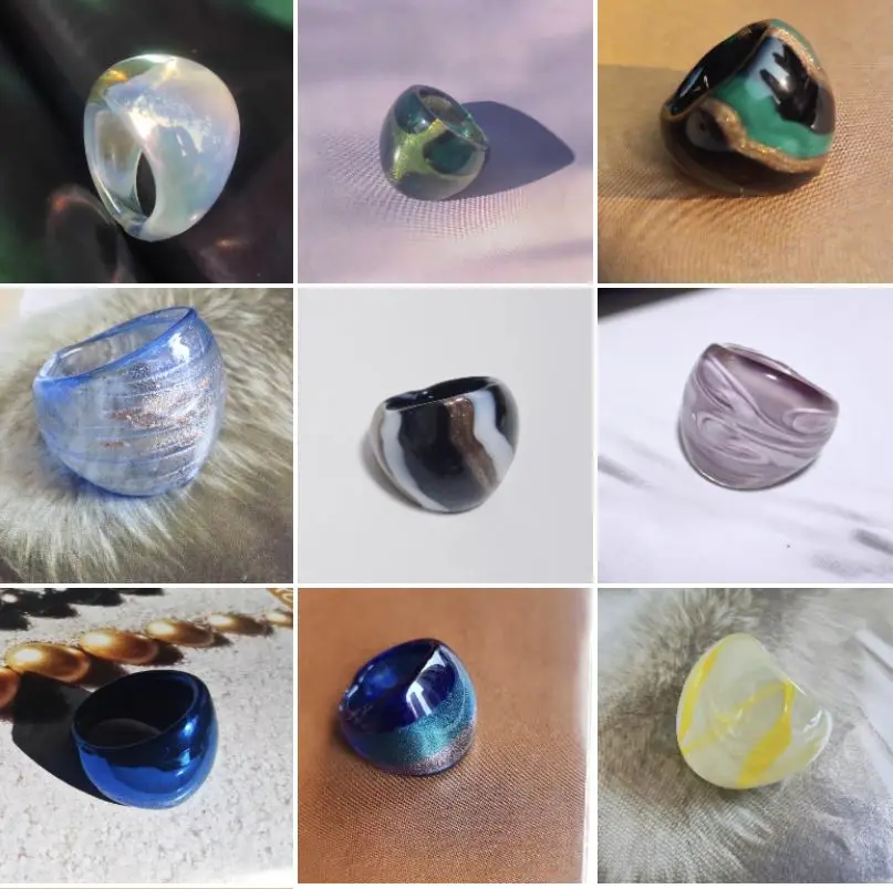 New Styles  Vintage Women's Murano Glass Rings  Finger Rings For Party Gifts Beautiful Handmade Murano Glass Jewelry
