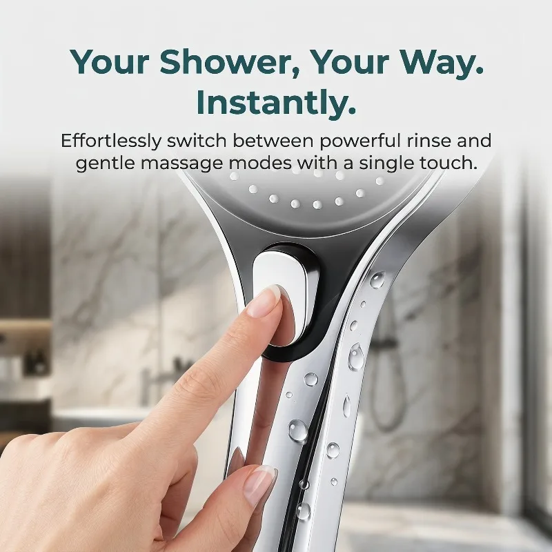 Durable High Pressure Handheld Shower Set ABS Material, Silver & Grey Shower Sprayer For Home Bath view 3