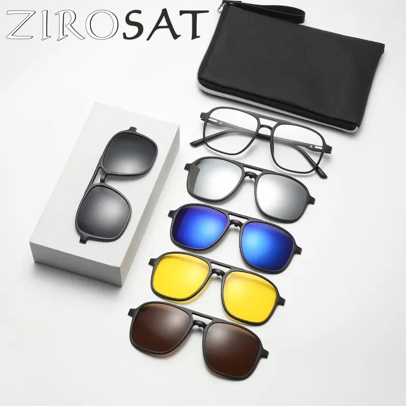 ZIROSAT 2333 Polarized Sunglasses Men Women Magnetic Clip TR90 On Glasses Optical Prescription Eyewear Frames Eyeglasses