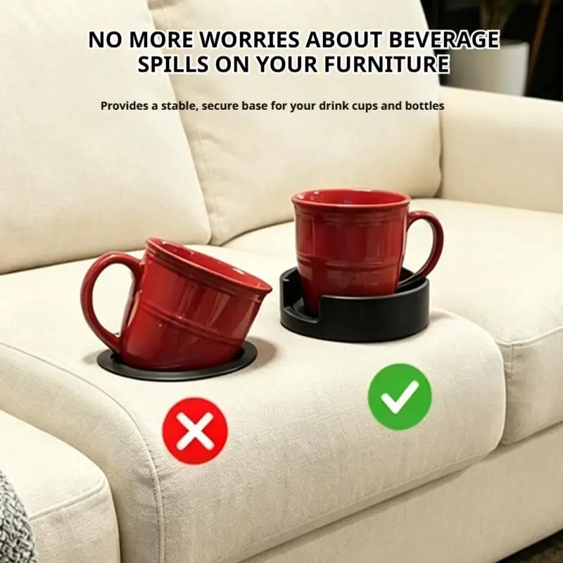 Couch Cup Holder Adapter Universal Sofa Armrest Tray Anti Slip Silicone Coaster For Large Mugs Tumblers Boat Car RV Organization