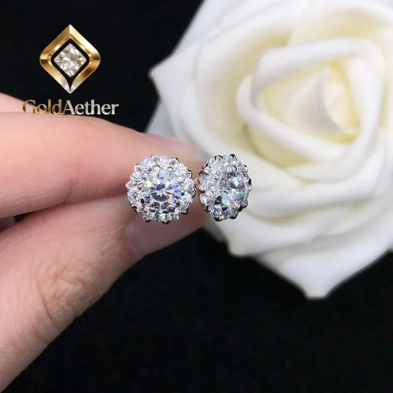 

Серьги-гвоздики GoldNouveau с муассанитом 0.4 карата/шт., цвет D, чистота VVS1, из платины PT950, для помолвки, E040