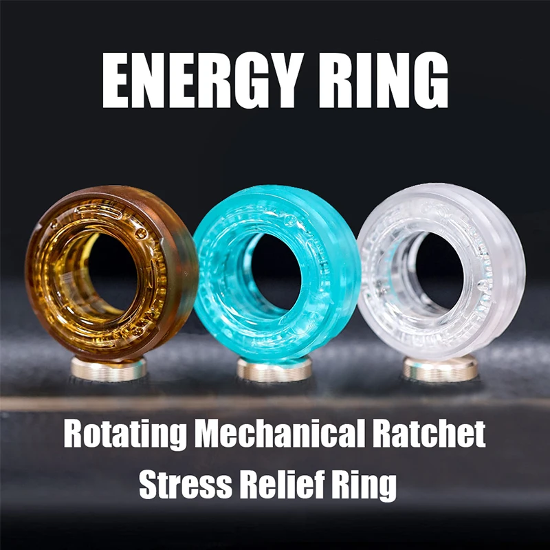 Gao Studio Energy Ring EDC Rotating Mechanical Ratchet Ring Stress Relief Fidget Toy Crisp Sound Random Color 1pc