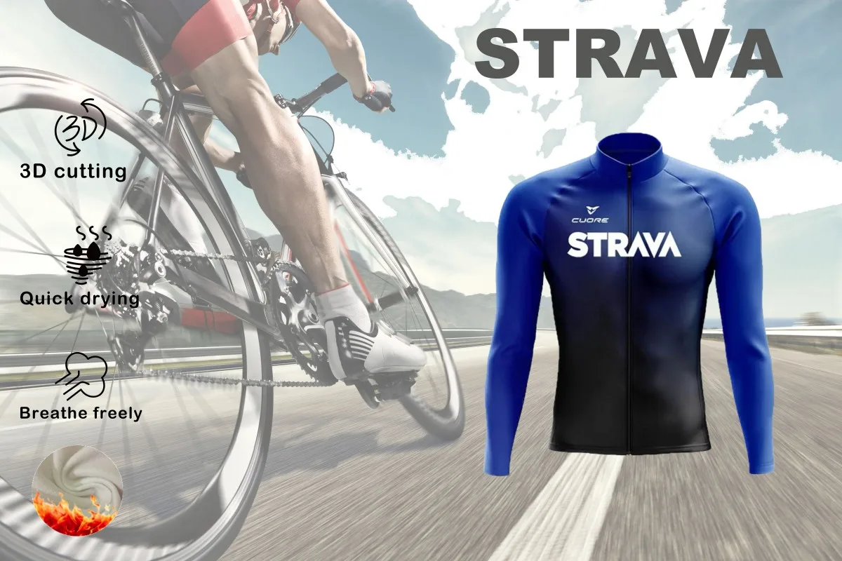 Strava Cycling Men\'s Winter Long Sleeve Bib Suit Warm Cycling Jacket Jersey Mountain Road Bike Christmas Thanksgiving Gifts