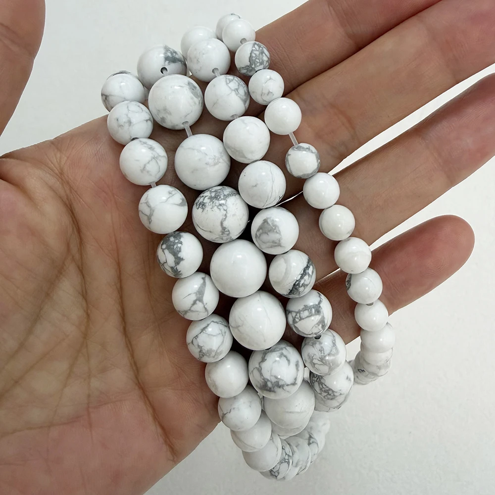 Natural Stone White Howlite Turquoise Round Loose Beads 15