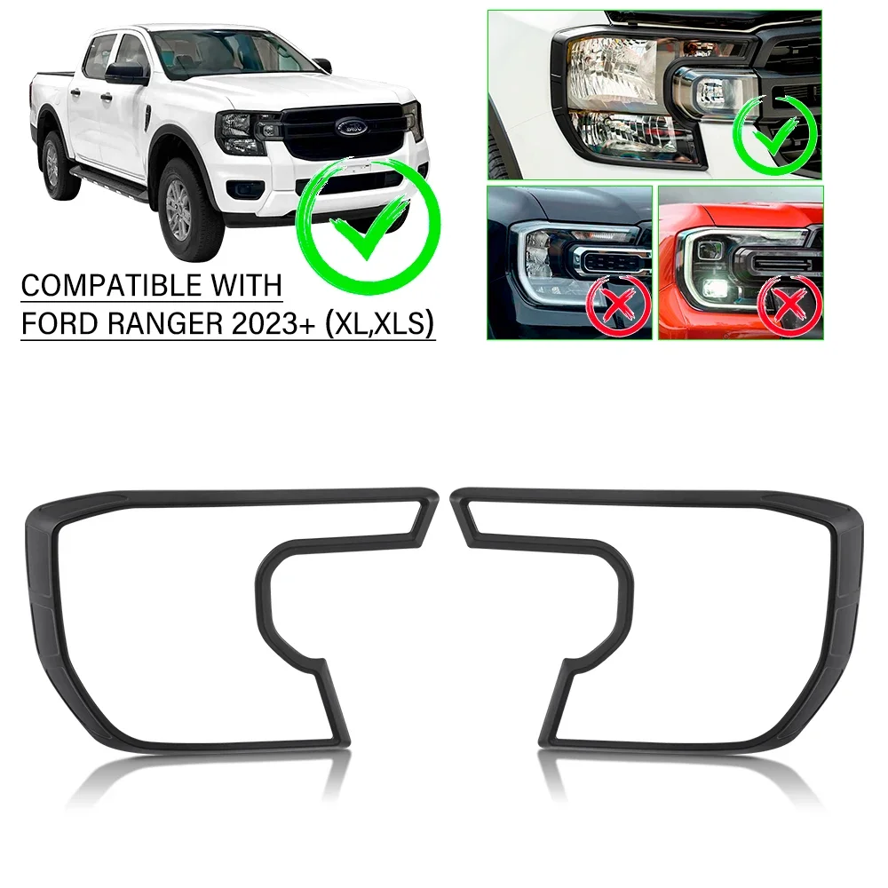 ABS Head Light Cover Front Lamp Cover T9 Next Gen Accessories For Ford Ranger  Wildtrak XL XLS 2024 2023 For Ford Everest 2023