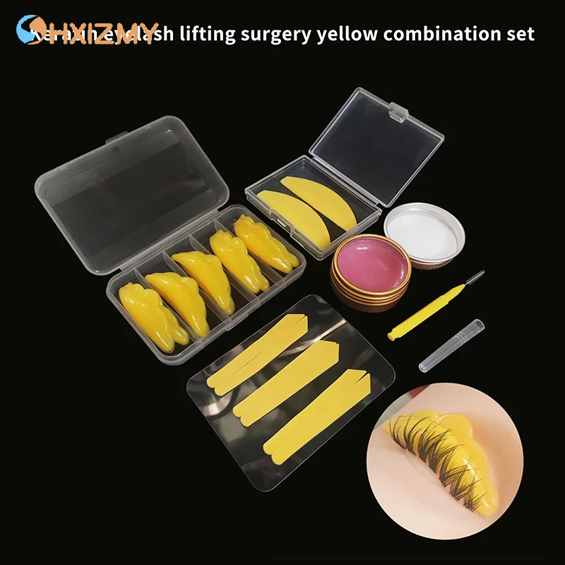 5Pcs/Set Silicone Keratin Eyelash Perm Pads Cover Strip With Eyelash Brush And Glue Combination Eyelash Accessories Makeup Tool