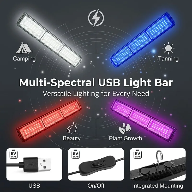USB 5V Long Strip Floodlight Camping Lamp Blue Beauty Black Lamp Promote Plant Growth Light UV Curing Light Red Beauty Light