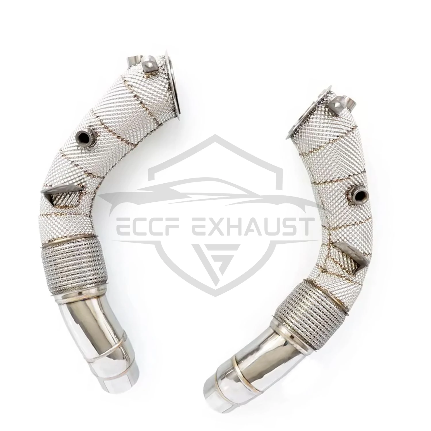 

Sports Stainless Steel Downpipe With Heat Shield For BMW M6 F12 F13 S63 Aggressive Exhaust Sound High Flow Performance Upgrade