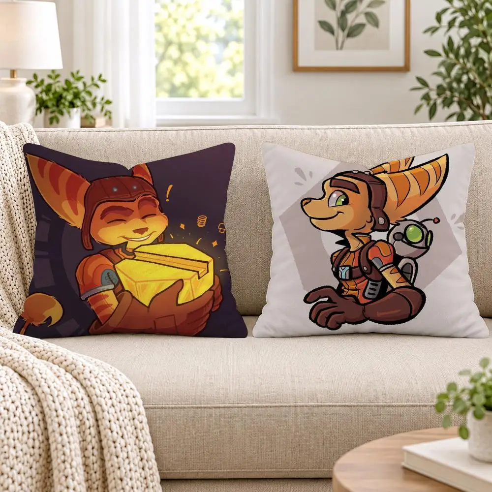 R-Ratchet N C-Clank Cushion Cover Short Plush Double-Sided Printing Sofa Bedroom Living Room Throw Pillow Cover Home Decor
