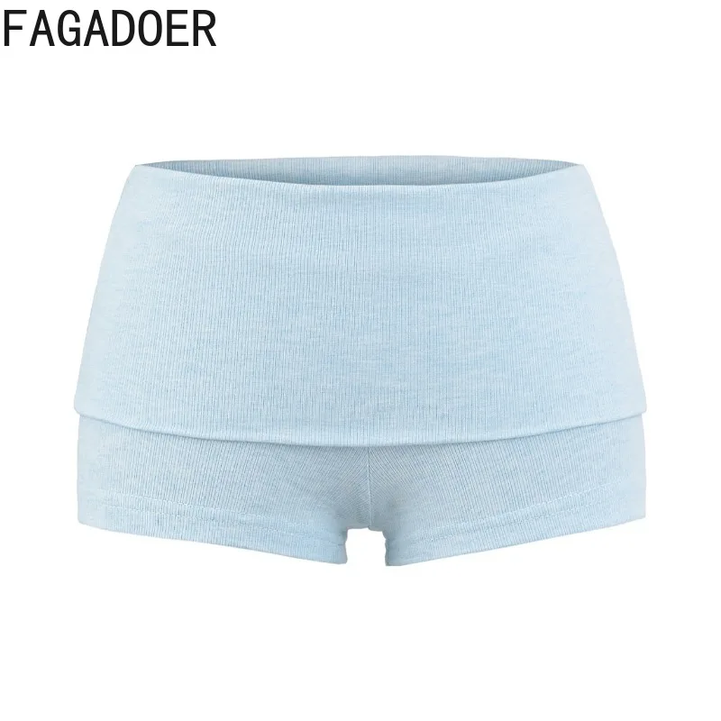 FAGADOER Sexy Low Waist Cute Y2K Ultra Short Mini Shorts Woman Summer Solid Color Elasticity Hot Short Female Streetwear Bottoms