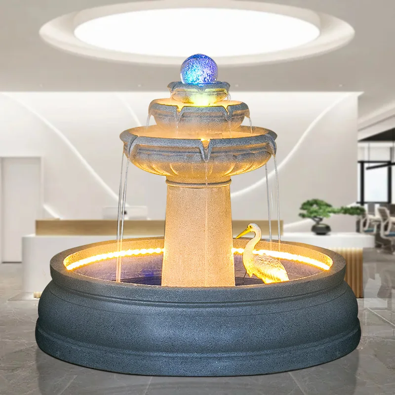 new Chinese rockery fountain flowing water ornaments feng shui ball living room fish tank floor-to-ceiling