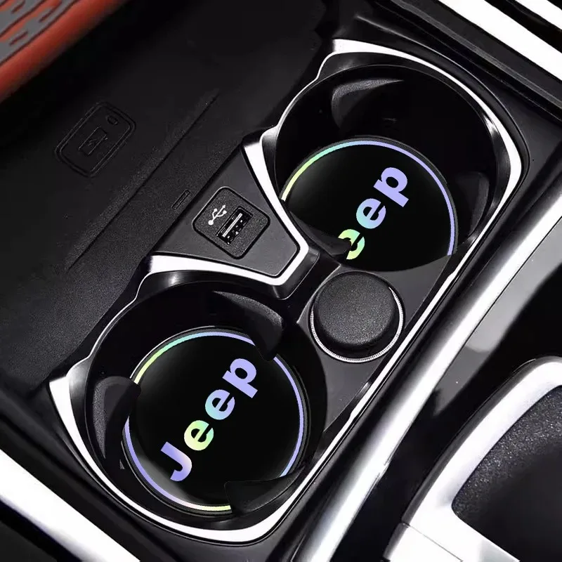 

Car 2Pcs Water Coaster Water Cup Pad Non-Slip Mat For Jeep Grand Cherokee Wrangler JK Gladiator Compass Renegade Wagoneer