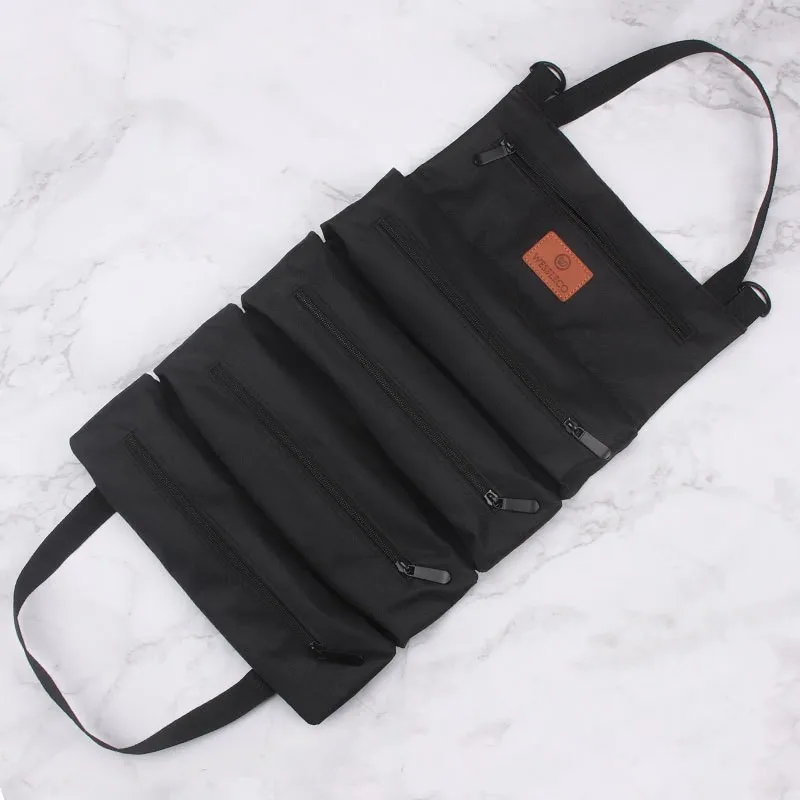 Heavy Duty Tool Roll up Bag Multi-Purpose Wrench Tool Roll Pouch Hanging Tool Zipper Carrier Tote