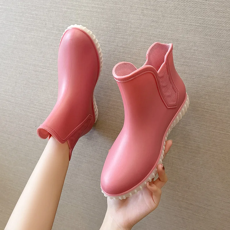 Women's Rain Boots Fashion Low Top Short Rain Boots Kitchen Non-Slip Water Shoes Waterproof Rubber Shoes Women's Wading Shoes
