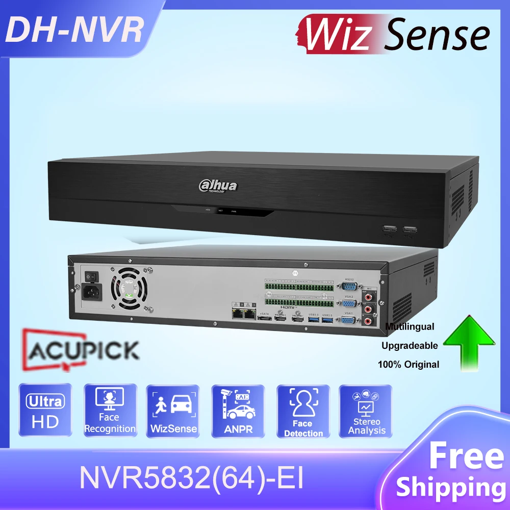 

Dahua 32/64 канала 8HDDs WizSense NVR NVR5832-EI AI с помощью камеры распознавание лица сетевой видеорегистратор