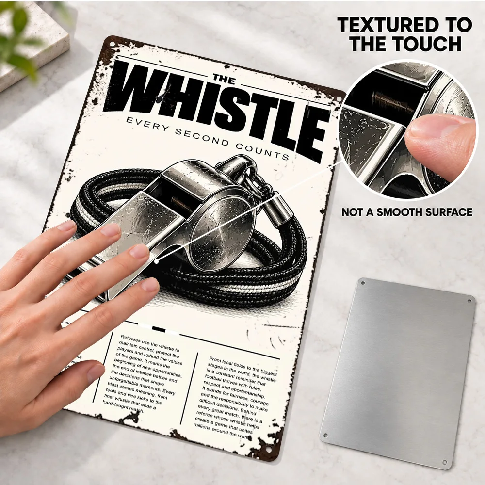 The Whistle Every Second Counts Sport Printed Poster Personalized Aluminum Metal Sign Vintage Illustration Wall Art For Home Gym