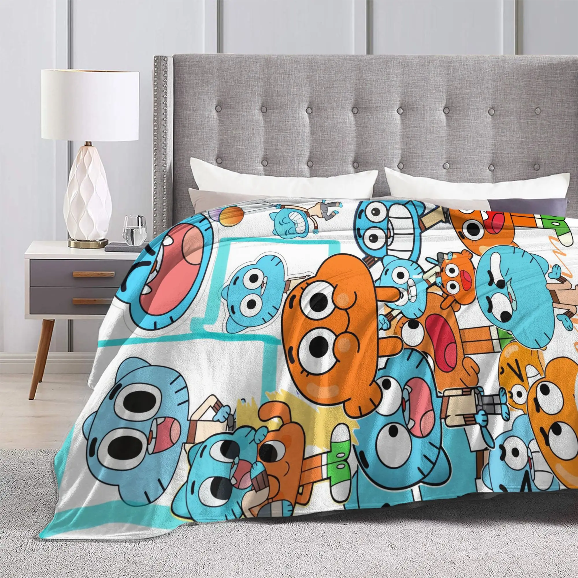 Gumball Gum Ball Watterson Amazing Cartoon Blankets  Warm Plush Bedding Throws For Kids Bedroom Flannel Bedspread Bed Cover