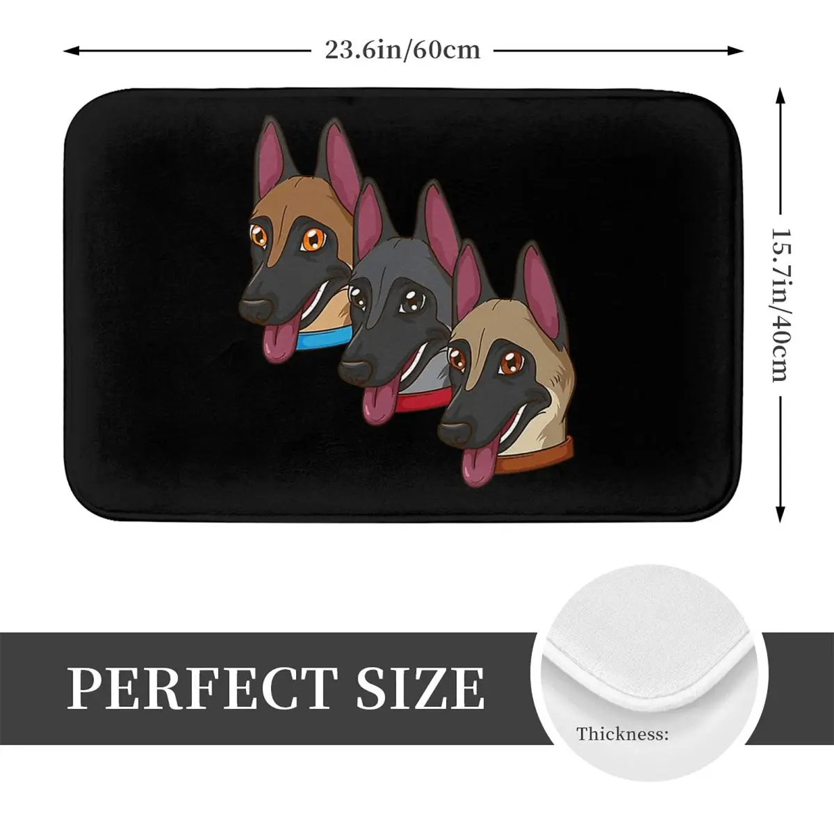 Belgian Shepherd Dog Malinois Non-slip Doormat Floor Mat Washable Carpet Rug for Kitchen Entrance Home Bathroom Footpad Mats