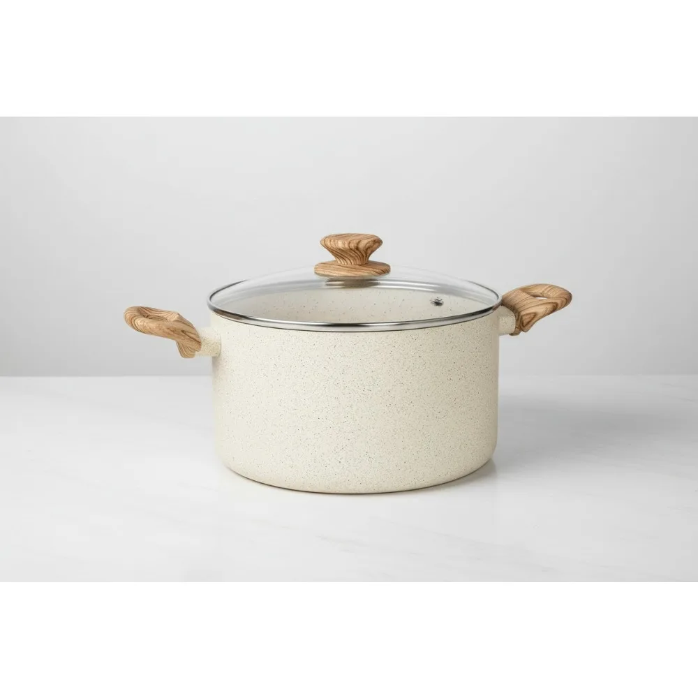 

6 Qt Non Stick Soup Pot with Lid, Granite Coating Stock Pot for All Stovetops, Fast Heating & Easy Clean Cooking Pot