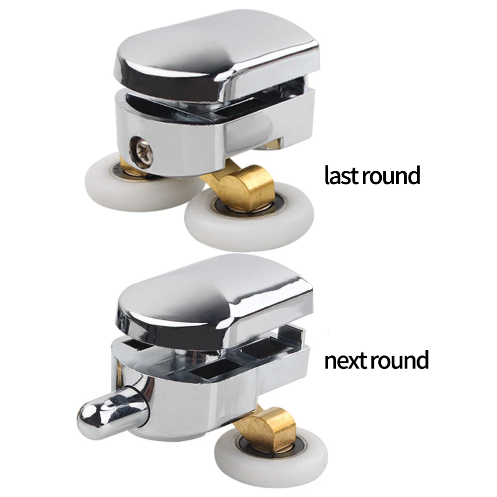 أبواب دش زجاجية بكرات 23 مللي متر 4 قطعة ABS + سبائك الزنك الفضة التقسيم انزلاق الباب بكرات باب دش واحد